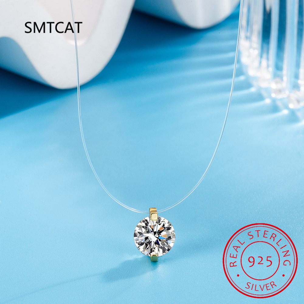 Crystal Choker Necklace - 여성용 D 컬러 모이사나이트 목걸이, 스파클링