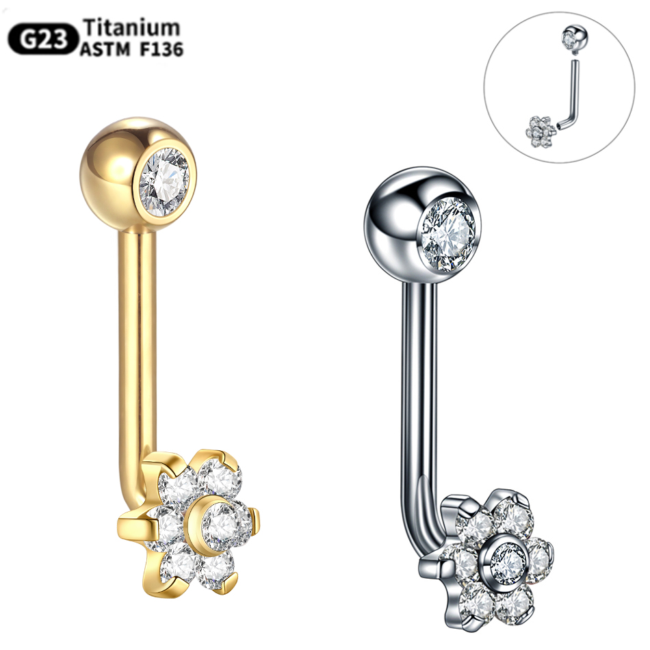 Christina Jewelry & Watches Marguerite Ørestik Forgyldt Sølv - 1PC 티타늄 크리스티나 피어싱 꽃 수직
