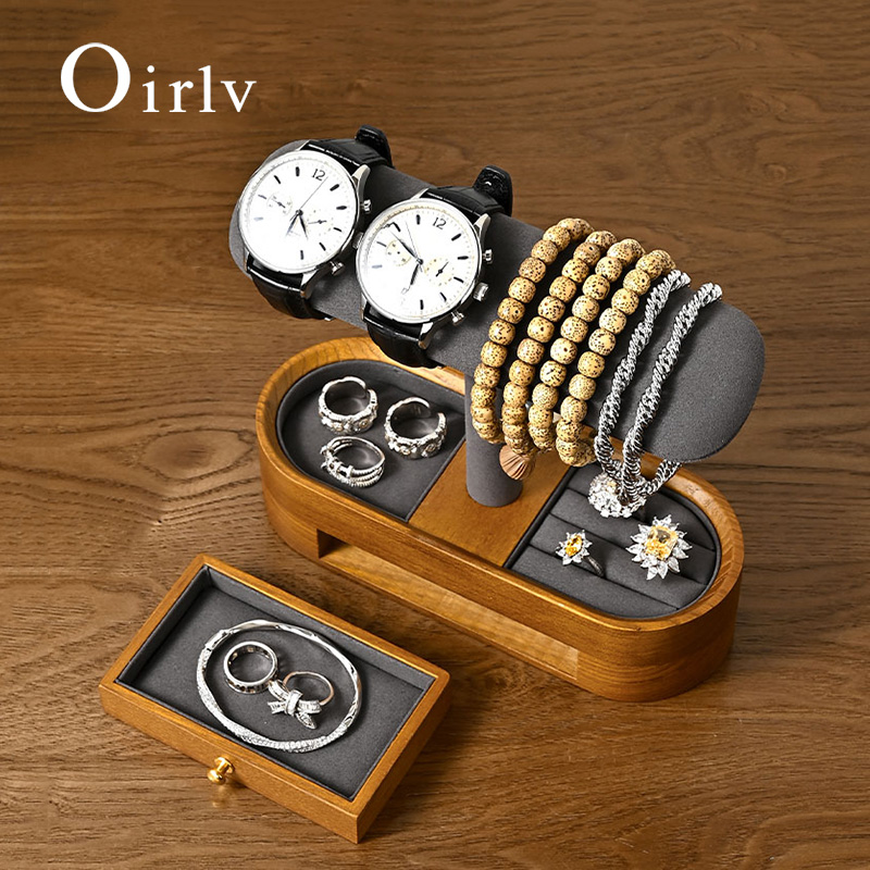 Jewelry Box With Watches - Oirlv 단단한 나무 시계 주최자 선반