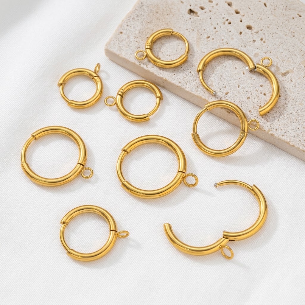 Gold Plated Ring - 10개/세트 스테인리스 스틸 골드 도금 허기