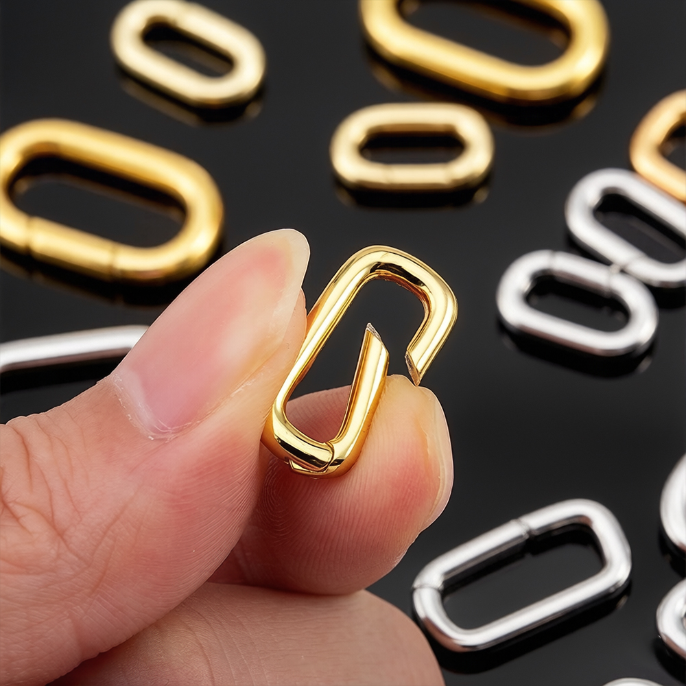 Gold Plated Ring - 2개 18K 금도금 오벌 카라비너 목걸이