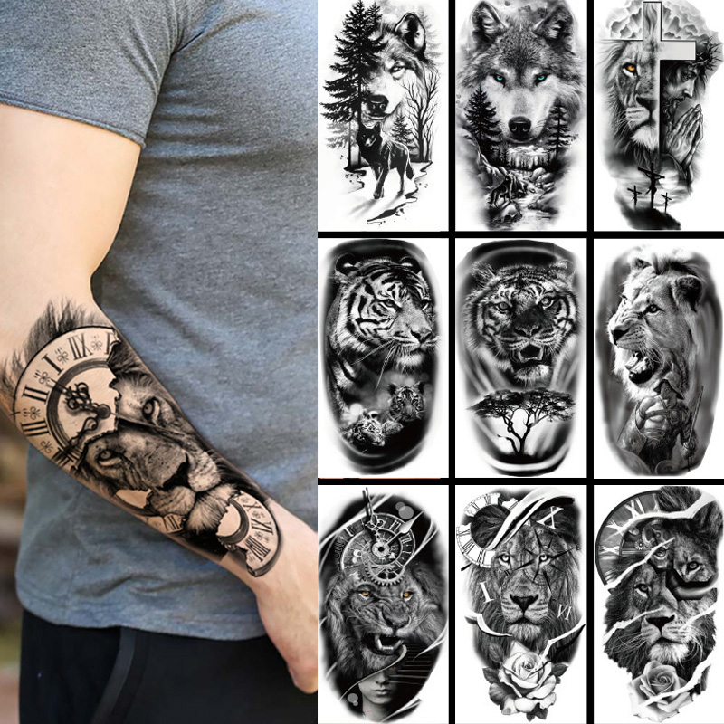 방수 임시 문신 스티커 숲 큰 호랑이 사자 늑대 왕 몸 - Wolf Jewelry & Watches Tampa Reviews 리뷰 및 가격