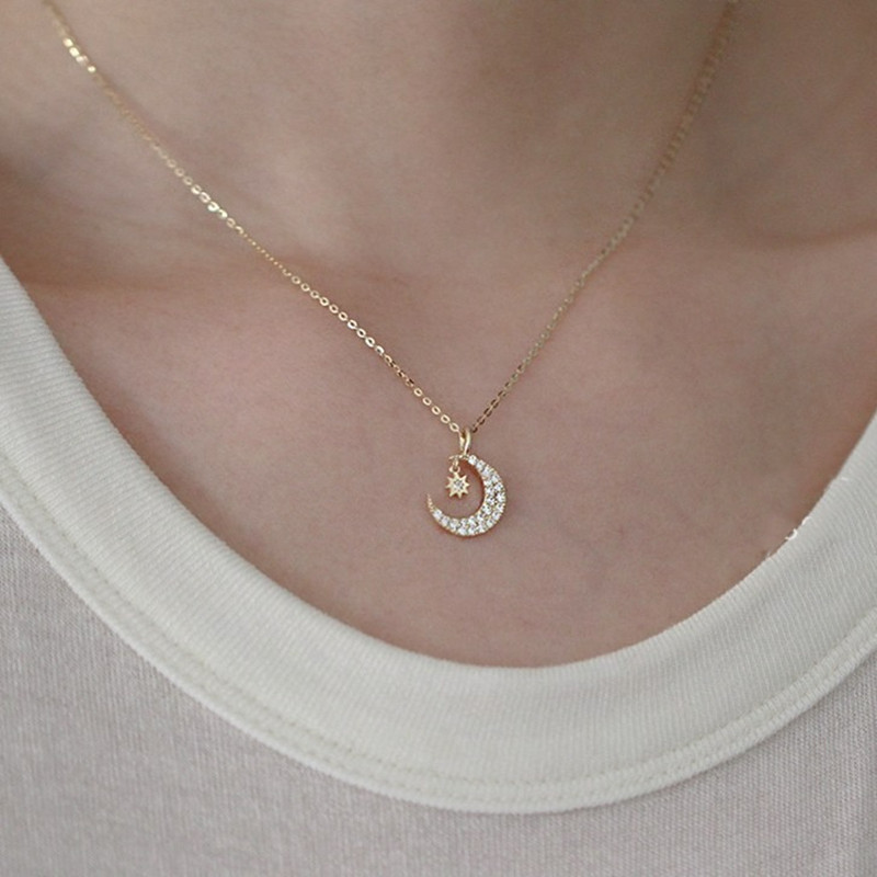 여성 소녀를 위한 정교한 달과 별 모양 펜던트 목걸이  - Crystal Choker Necklace 리뷰 및 가격