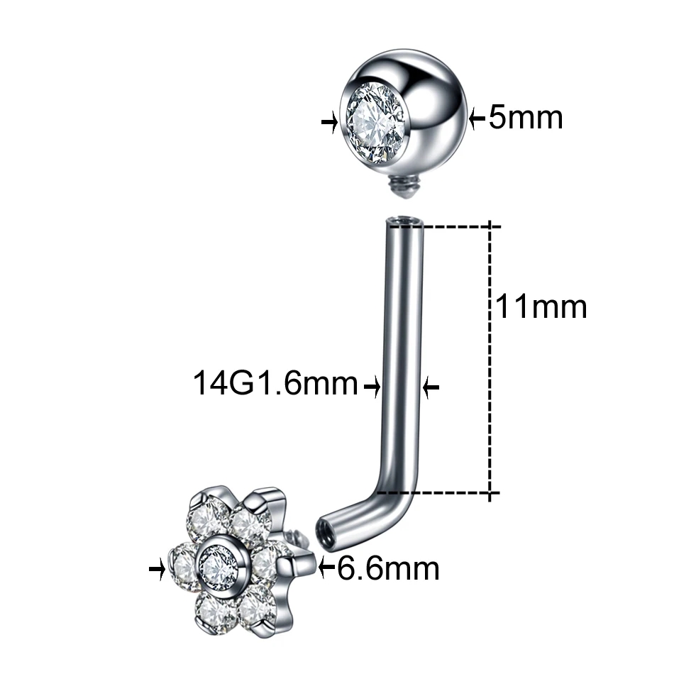 G23 티타늄 크리스탈 플라워 크리스티나 피어싱, 수직 - Christina Jewelry & Watches Marguerite Ørestik Forgyldt Sølv 리뷰 및 가격