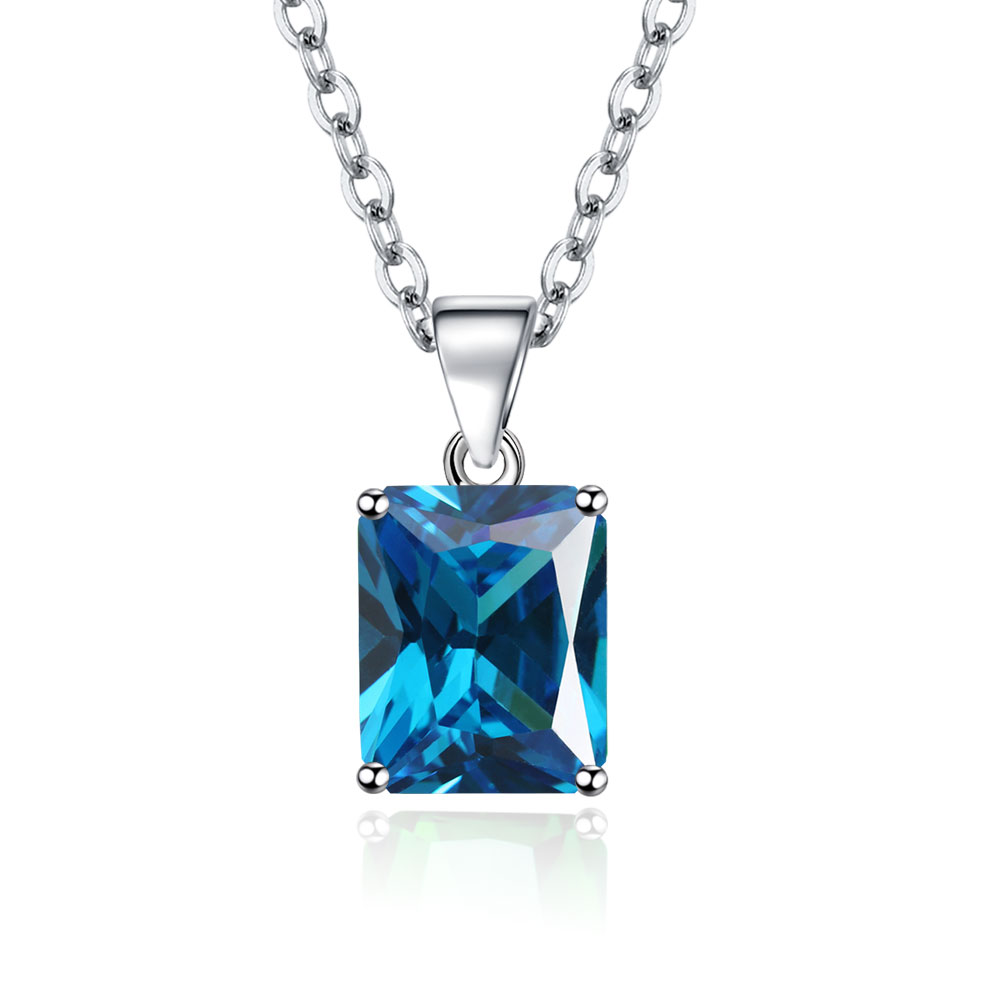 에메랄드 컷 블루 토파즈, 블루 사파이어, 925 스털 - Crystal Choker Necklace 리뷰 및 가격