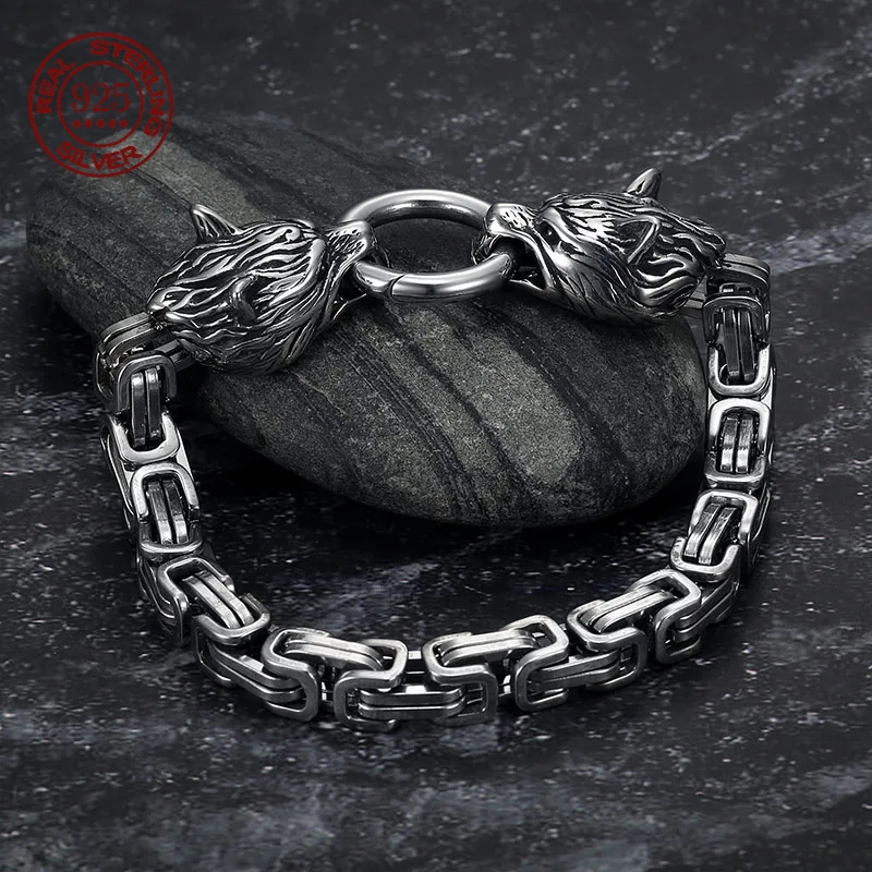 S925 스털링 실버 더블 늑대 머리 팔찌 북유럽 셀틱 - Wolf Jewelry & Watches Tampa Reviews 리뷰 및 가격