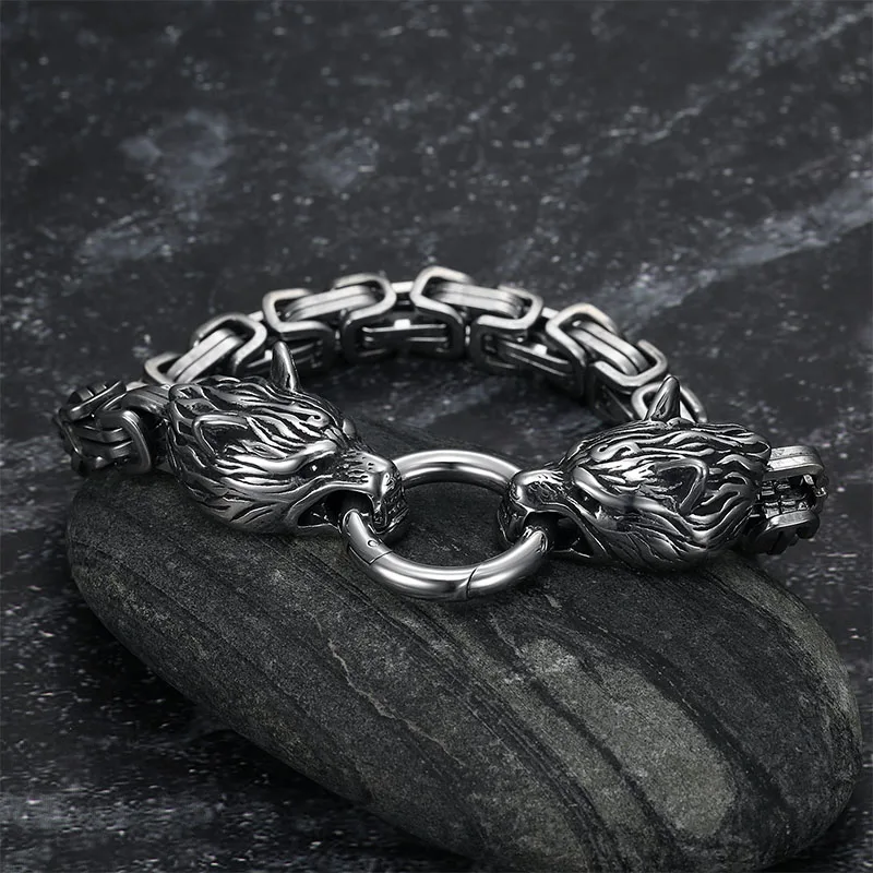 S925 스털링 실버 더블 늑대 머리 팔찌 북유럽 셀틱 - Wolf Jewelry & Watches Tampa Reviews 리뷰 및 가격