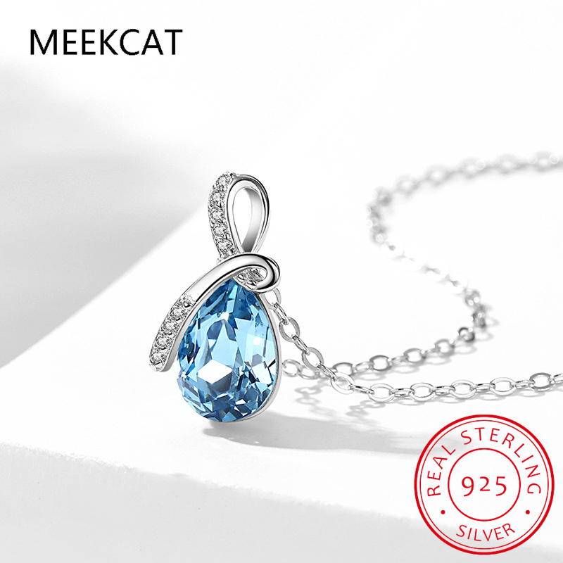 배 모양 천연 블루 토파즈 925 스털링 실버 엔젤 티 - Crystal Choker Necklace 리뷰 및 가격