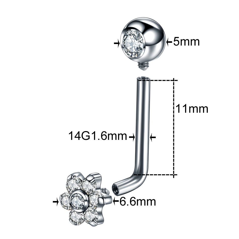 티타늄 CZ 크리스탈 플라워 크리스티나 피어싱, 수직  - Christina Jewelry & Watches Marguerite Ørestik Forgyldt Sølv 리뷰 및 가격
