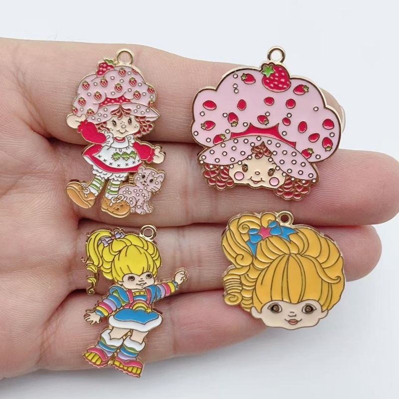 10pcs 귀여운 어린 소녀 에나멜 금속 보석 딸기 무 - Drop Earrings 리뷰 및 가격